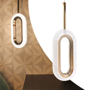 Luminária Pendente Orion Oval Moderno Cristal Dourado Led Pd35 - Oferta na Shopee