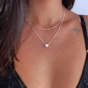 Colar gargantilha bolinhas banhado Prata 925 + Colar coração transpassado chapado banhado Prata 925 a ouro 18K - Oferta na Shopee