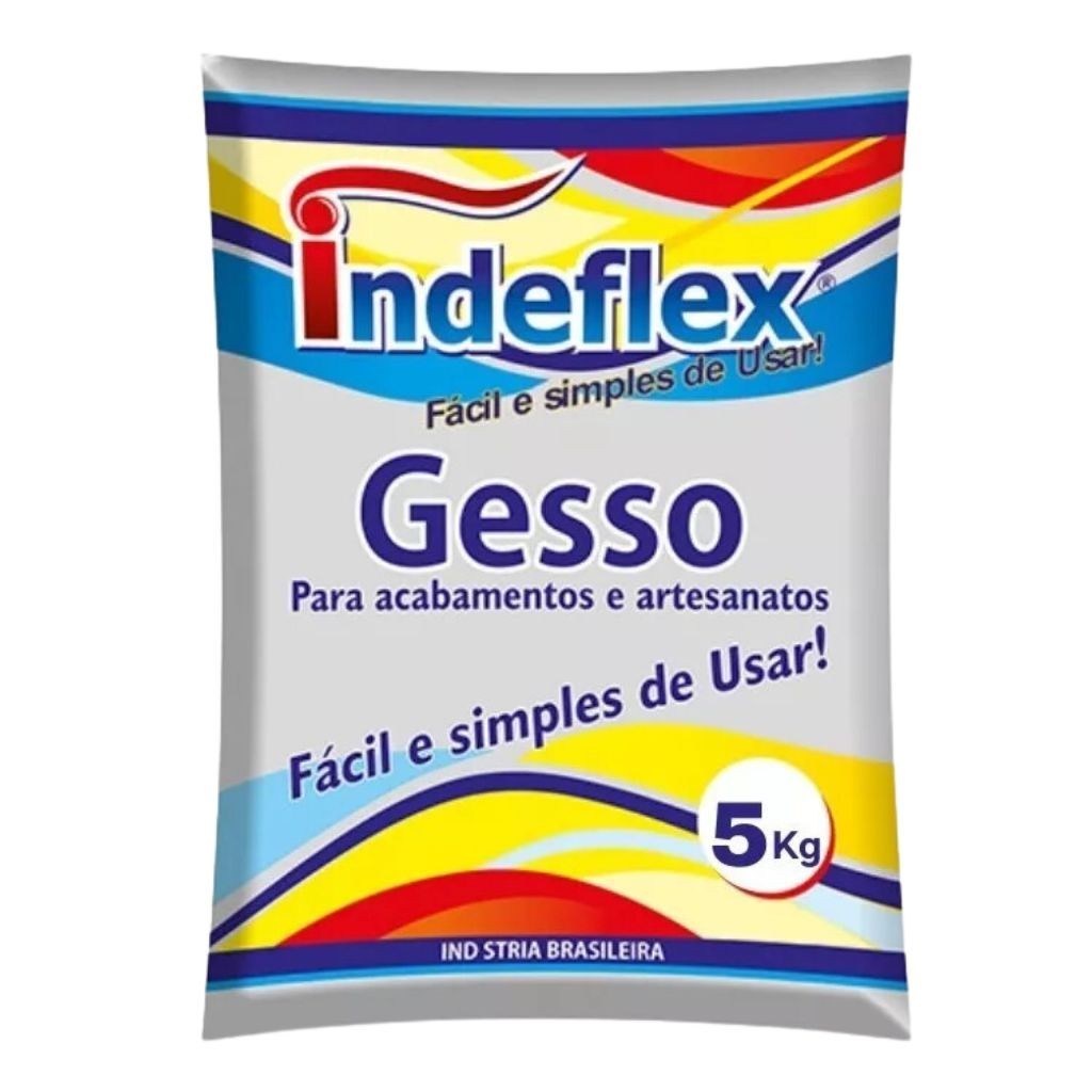 Gesso Rápido pó 5kg Branco Parede Artesanato Teto Indeflex Gesso Rápido pó 5kg Branco Parede Artesanato Teto Indeflex