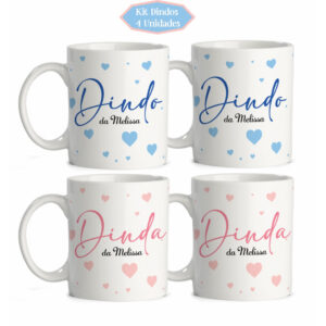 Kit 4 Caneca Personalizada Dindos Madrinha Padrinho de batismo Dindo Dinda - Oferta na Shopee
