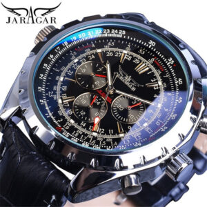 Jaragar estilo europeu americano masculino moda Casual mecânico multifuncional vidro azul relógio mecânico automático - Oferta na Shopee