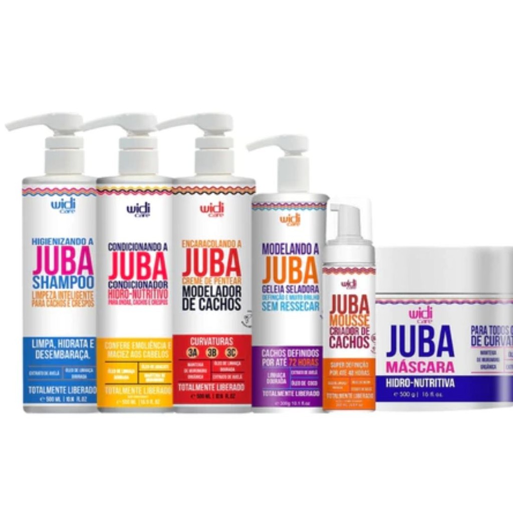 Kit Juba Completo Shampoo + Condicionador + Mascara + Geleia + Mousse + Encaracolando Widi Care Kit Juba Completo Shampoo + Condicionador + Mascara + Geleia + Mousse + Encaracolando Widi Care