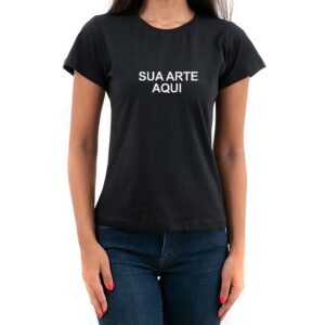 Camiseta Baby Look 100% Algodão Com Frase ou Logo Personalizada