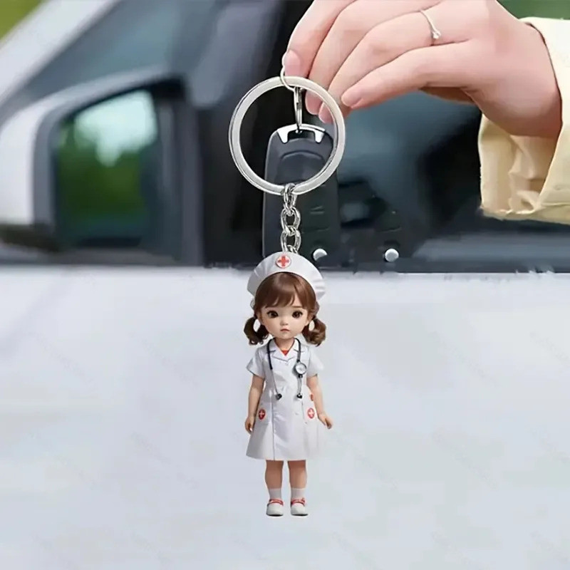 Chaveiro Acrílico Bonito Da Enfermeira Boneca , Presentes Para Mulheres De Formatura O Estudante Escola De Enfermagem Chaveiro Acrílico Bonito Da Enfermeira Boneca