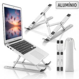 Suporte Para Notebook Base Dobrável de Alumínio Ergonômico Ajustável Fino Portátil Com Estojo - Oferta na Shopee