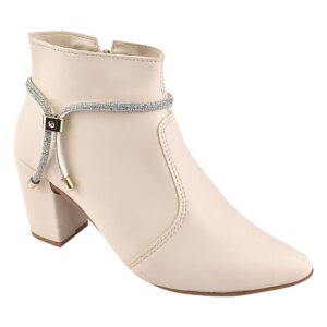 Bota Feminina Cano Baixo Bico Fino com Strass Salto Grosso Médio Zíper Lateral Estilosa Confortável - Oferta na Shopee