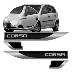 Par Emblema Aplique Lateral Resinado Compatível Ao GM Corsa 1994 A 2012 - Cromado com Preto - Oferta na Shopee