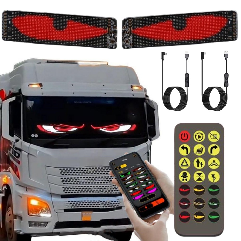 2 Pçs Diabo Olhos Luz Caminhão LED Pára-Brisa Personalizado Flexível Neon Matric Painel Carro Display Piscando Mau Para 2 Pçs Diabo Olhos Luz Caminhão LED Pára-Brisa Personalizado Flexível Neon Matric Painel Carro Display Piscando Mau Para