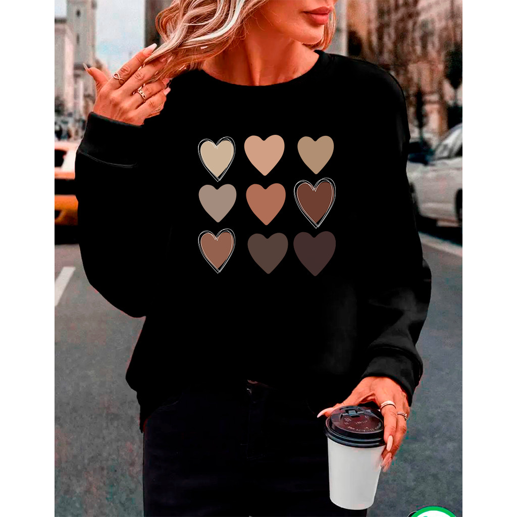 Moletom Feminino Plus Size Gola Careca Preto – "Coração Monocromático". 1127-PT ! Moletom Feminino Plus Size Gola Careca Preto – "Coração Monocromático". 1127-PT ! - Oferta na Shopee