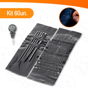 Kit 60 Agulhas Para Costura Aço - Passador E Agulhas De Costura De Mão - Oferta na Shopee