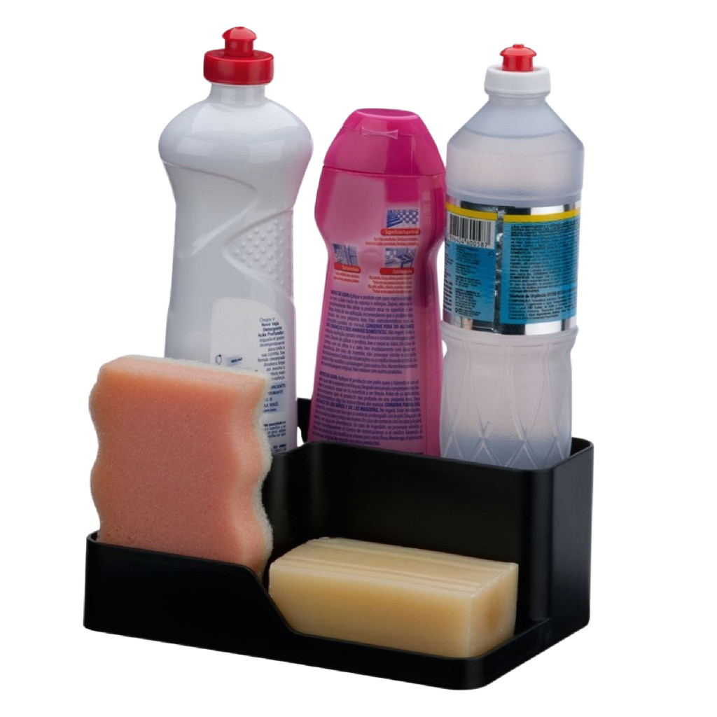 Organizador De Pia Porta Detergente Líquido Bucha Esponja Bancada Cozinha Preto Organizador De Pia Porta Detergente Líquido Bucha Esponja Bancada Cozinha Preto - Oferta na Shopee