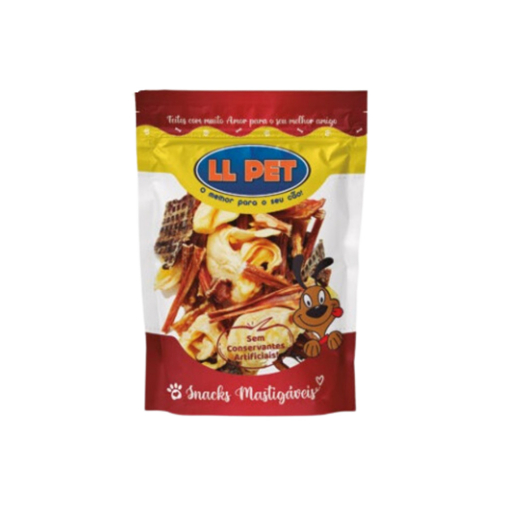 Petisco Para Cães Natural Saudável Misto Bovino ( Bexiga, Esôfago e orelha desidratados) LL Pet 100g Petisco Para Cães Natural Saudável Misto Bovino ( Bexiga