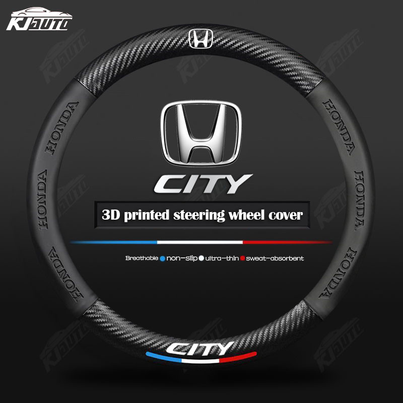 Capa De Volante De Fibra De Carbono De Couro De Luxo Honda City Confortável E Antiderrapante Acessórios Interiores De Ca Capa De Volante De Fibra De Carbono De Couro De Luxo Honda City Confortável E Antiderrapante Acessórios Interiores De Ca