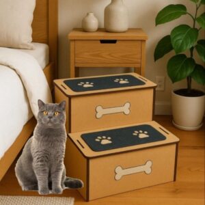 Escada Escadinha Pet 2 Degraus madeira 4mm MDF antiderrapante para cachorro e gato 30 cm de altura p/ cama e sofá - Oferta na Shopee