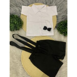 Conjunto Suspensório Infantil Preto Camisa Branca - Batizado