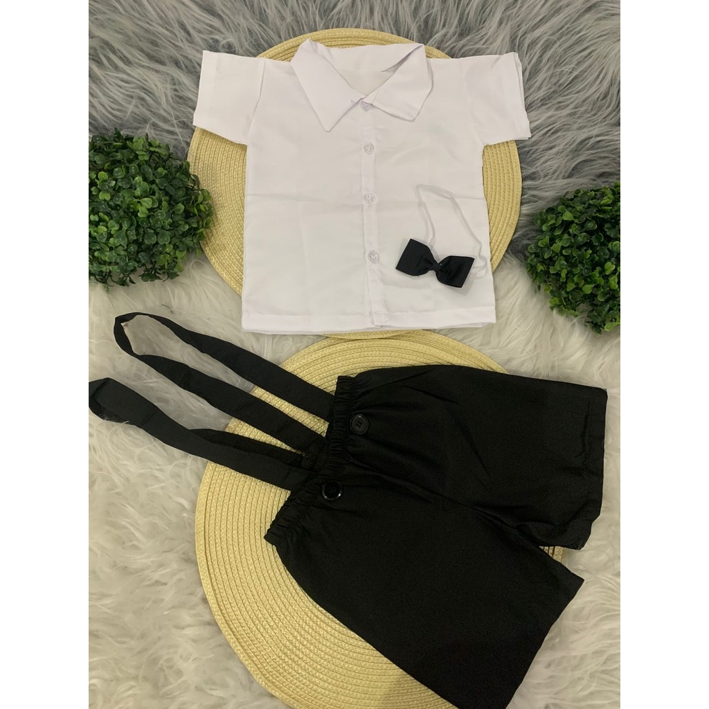 Conjunto Suspensório Infantil Preto Camisa Branca - Batizado, Casamento e Festas Conjunto Suspensório Infantil Preto Camisa Branca - Batizado