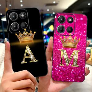 Motorola Moto G15 Caso De Telefone G15 Estético Moda Luxo Az Letras Coroa Macio TPU Capa Traseira - Oferta na Shopee