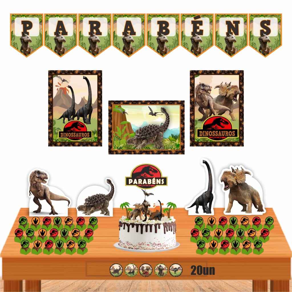Kit Festa Dinossauros Só Um Bolinho Decoração Festa Infantil Kit Festa Dinossauros Só Um Bolinho Decoração Festa Infantil - Oferta na Shopee
