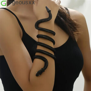 Corrente De Braço Serpentina Preta Exagerada Para Mulheres Pulseiras De Cobra Punk Personalizadas Joias De Festa - Oferta na Shopee