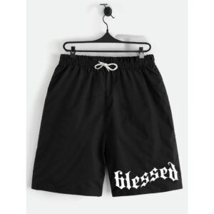 Shorts Preto e Cinza Bermuda Calção Verão Blesed Abençoado Estampado Infantil Juvenil - Oferta na Shopee
