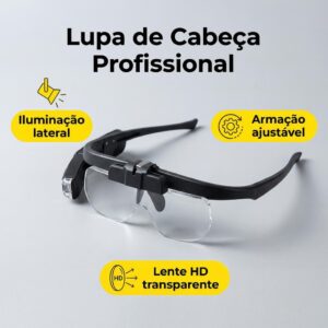 Óculos Lupa Aumento Led Recarregável Profissional Ajustável - Oferta na Shopee