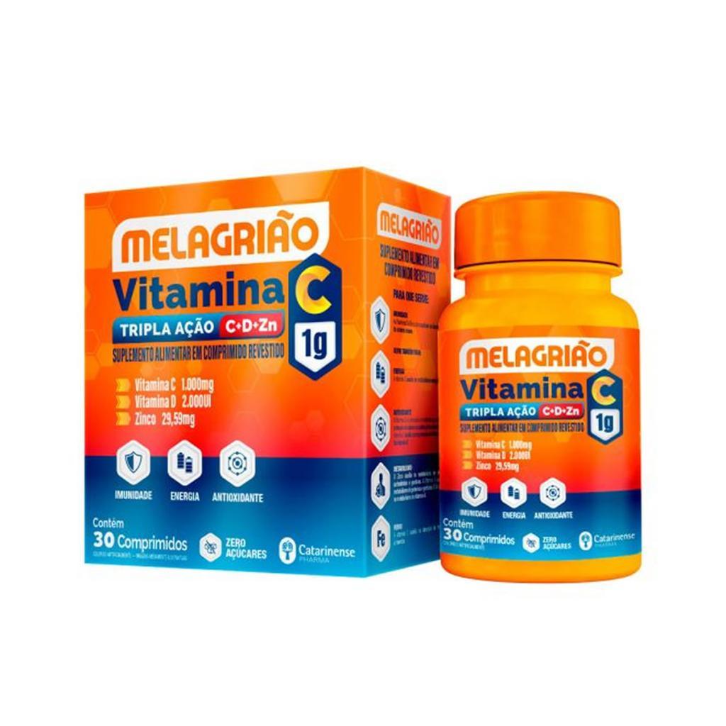 Melagrião Tripla Ação Vitamina C, D e Zinco 30 comprimidos - Catarinense - 033 Melagrião Tripla Ação Vitamina C