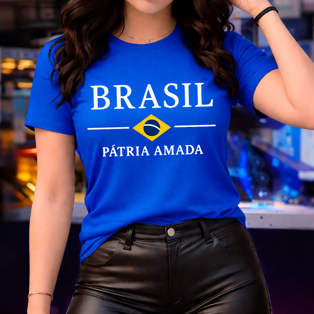 Camiseta Camisa Blusa Feminina100%Algodão T-shirt Copa do Mundo Bandeira do Brasil Camiseta Camisa Blusa Feminina100%Algodão T-shirt Copa do Mundo Bandeira do Brasil - Oferta na Shopee