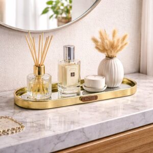 Bandeja Espelhada Decorativa Multiuso Porta Objetos Maquiagem Perfume para Sala