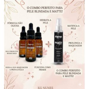 Kit Blindagem Poderosa 15 ml efeito 3 em 1 + Bruma Matte Dapop Make Maquiagem Perfeita de Alta Duração - Oferta na Shopee