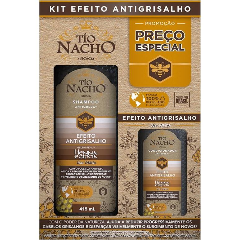 Shampoo 415ml + Condicionador 200ml Tio Nacho Antigrisalho 415ml Shampoo 415ml + Condicionador 200ml Tio Nacho Antigrisalho 415ml