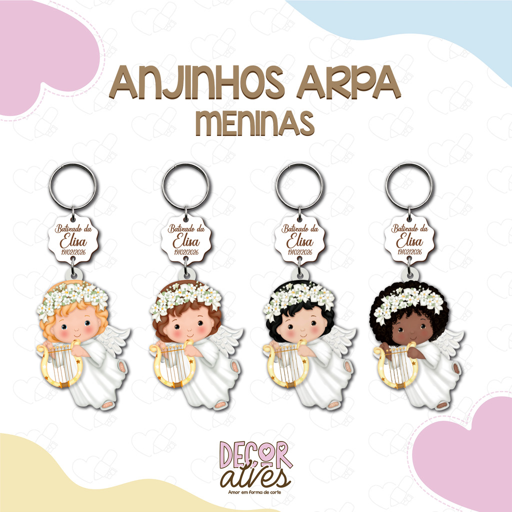 Anjinhas Batizado BRANCO / MENINAS - Chaveiro Personalizado MDF brilhoso Lembrancinha infantil Anjinhas Batizado BRANCO / MENINAS - Chaveiro Personalizado MDF brilhoso Lembrancinha infantil - Oferta na Shopee