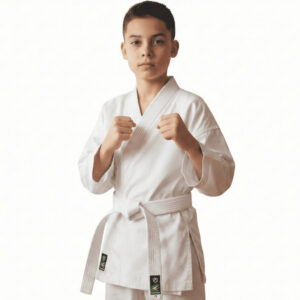 Kimono Karatê Infantil Branco com Faixa Inclusa | 100% Algodão Grosso com Reforço Duplo Premium - Oferta na Shopee
