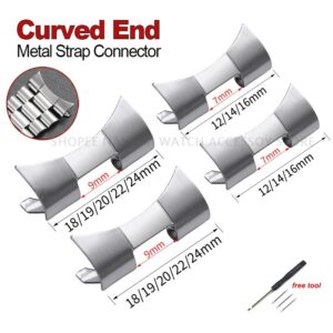 Conector De Ligação De Pulseira De Relógio De Metal Com Extremidade Curvada 12/14/16/18/19/20/22/24mm Adaptador De Arco - Oferta na Shopee