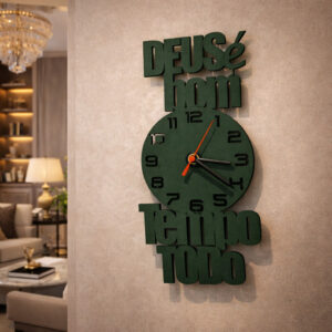 Relógio de Parede Decorativo Frase Deus é Bom Tempo Todo MDF - Oferta na Shopee