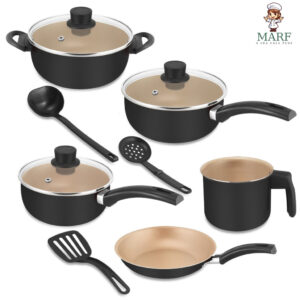 Kit de Panelas 8 Peças Teflon Tampa Vidro Antiaderente Sofisticação e Performance na Sua Cozinha - Oferta na Shopee