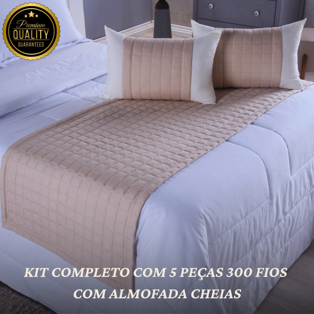 Kit Peseira Queen 5 Peças 300 Fios Copacabana Com 2 Almofadas Cheias Luxo e Conforto para Sua Cama Kit Peseira Queen 5 Peças 300 Fios Copacabana Com 2 Almofadas Cheias Luxo e Conforto para Sua Cama - Oferta na Shopee