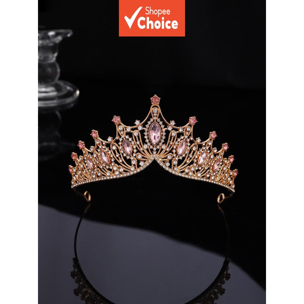 Tendência De Luxo Cristal Metal Tiara , Princesa Rainha Coroa Para Noiva Festa De Aniversário Senhoras Headwear Tendência De Luxo Cristal Metal Tiara