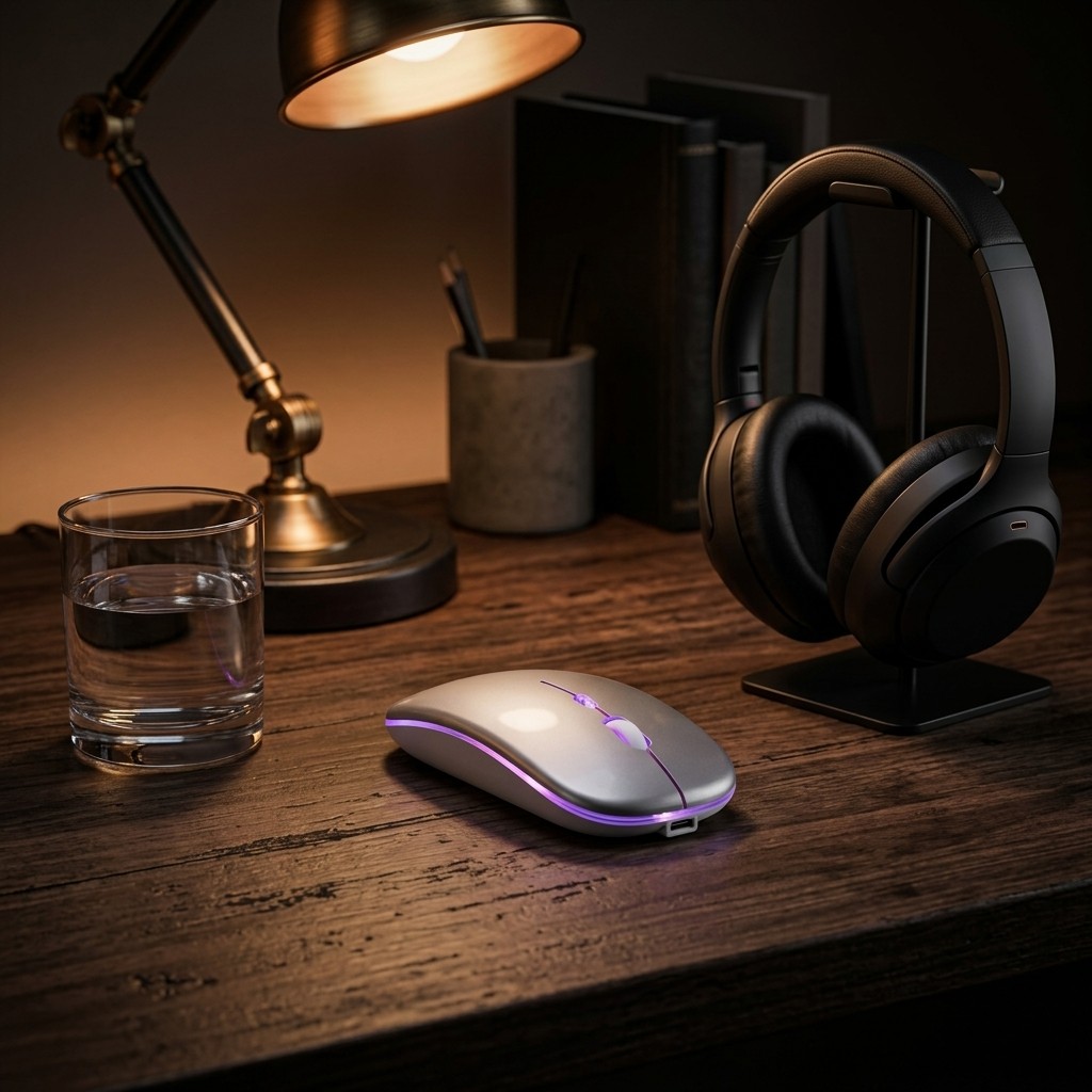 Mouse Recarregável Sem Fio Com Luzes RGB Design Ergonômico Luxo Mouse Recarregável Sem Fio Com Luzes RGB Design Ergonômico Luxo