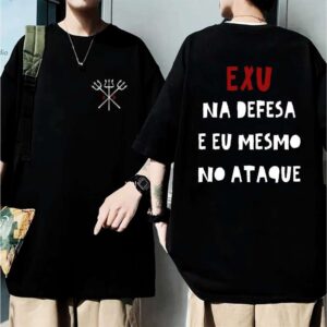 Camiseta Exu Na Defesa 100% Algodão Umbanda Candomble Unissex - Oferta na Shopee
