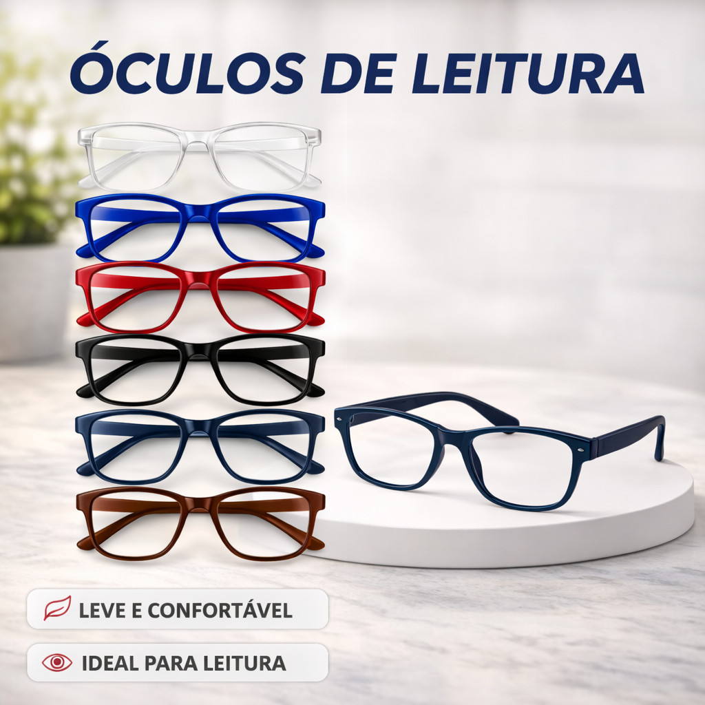Óculos de Grau Para Perto Leitura Presbiopia Celular Unissex Leve Confortável 0.5 a 5.0 Escolha Cor Óculos de Grau Para Perto Leitura Presbiopia Celular Unissex Leve Confortável 0.5 a 5.0 Escolha Cor