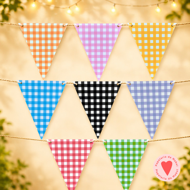Bandeirola para Festas – QUADRICULADA/XADREZ COLORIDA – 12 BANDEIRAS – 8 Opções Cores – Festa Aniversário – Bandeirinha Bandeirola para Festas – QUADRICULADA/XADREZ COLORIDA – 12 BANDEIRAS – 8 Opções Cores – Festa Aniversário – Bandeirinha