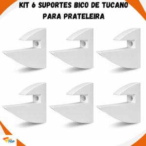 Kit 06 Suportes Bico De Tucano Para Prateleira De 15mm Suporte Invisivel Top - Oferta na Shopee