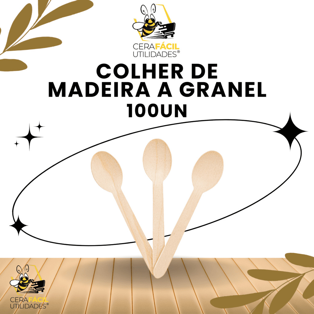 100un - Colher de madeira A Granel 100un - Colher de madeira A Granel - Oferta na Shopee