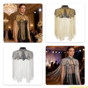 Goz Luxuoso Bordado Capelet Ombro Envoltório Xale E Borlas Fluidas Ideal Para Casamentos Galas - Oferta na Shopee