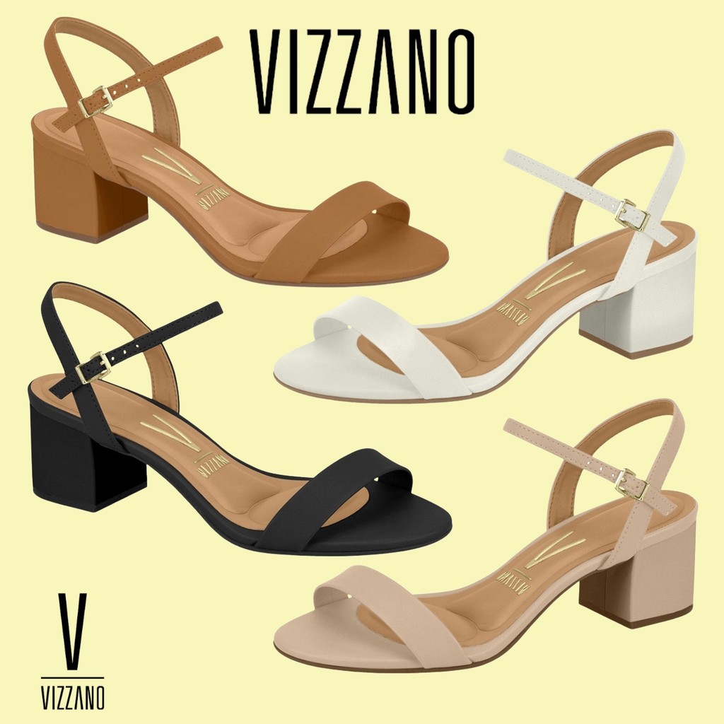 Sandália Feminina Vizzano Confortável Salto Bloco Sandália Feminina Vizzano Confortável Salto Bloco