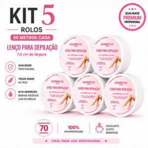 KIT 05 UNIDADES TNT PARA DEPILAÇAO 50 METROS GRAMATURA 70% 7