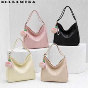 Bolsa Crossbody De Couro PU De Média Capacidade Feminina Elegante Alça Ajustável Preta - Oferta na Shopee