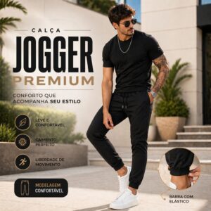 Calça Jogger Masculina Estilo Premium Urbano Conforto Bolso Traseiro P Ao GG - Oferta na Shopee