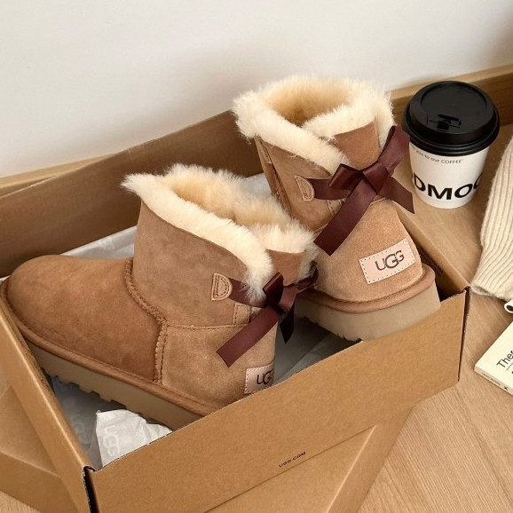 Botas de Neve Clássicas Impermeáveis, Sapatos de Algodão Elegantes com Laço de Borboleta e Forro de Pelo Integrado Botas de Neve Clássicas Impermeáveis