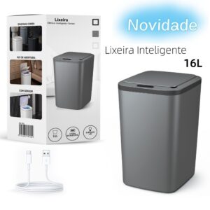 Lixeira Sensor Automática Inteligente de Banheiro Cozinha Escritório Capacidade 16 Litros - Oferta na Shopee